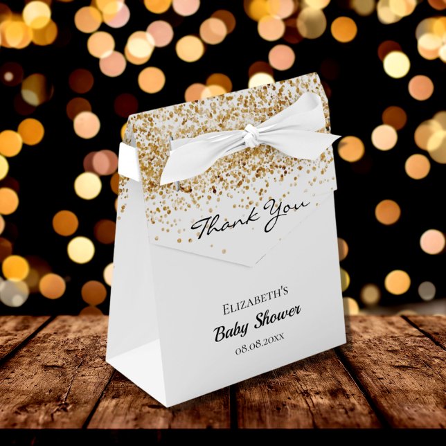 Baby Shower white gold thank you Favour Box (Creator Uploaded)