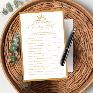 Baby Shower Who Knows Mummy Best Game Sunshine 