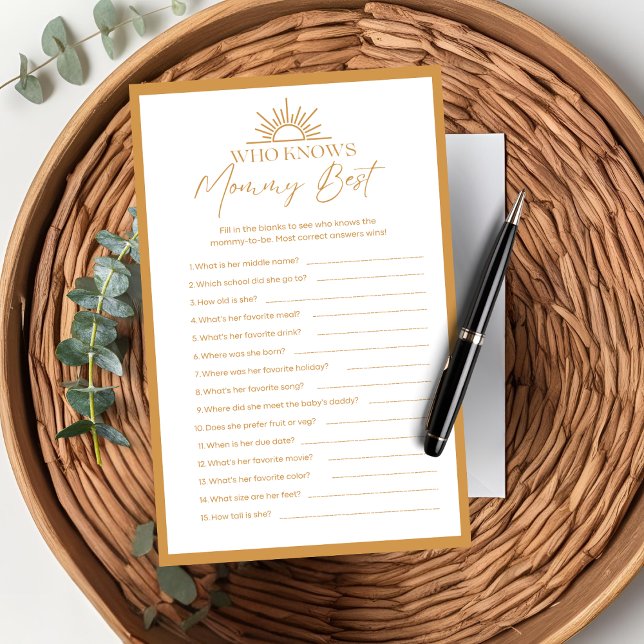 Baby Shower Who Knows Mummy Best Game Sunshine  (Creator Uploaded)