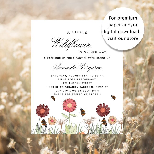 Baby Shower wildflower butterfly budget invitation Flyer (Creator Uploaded)
