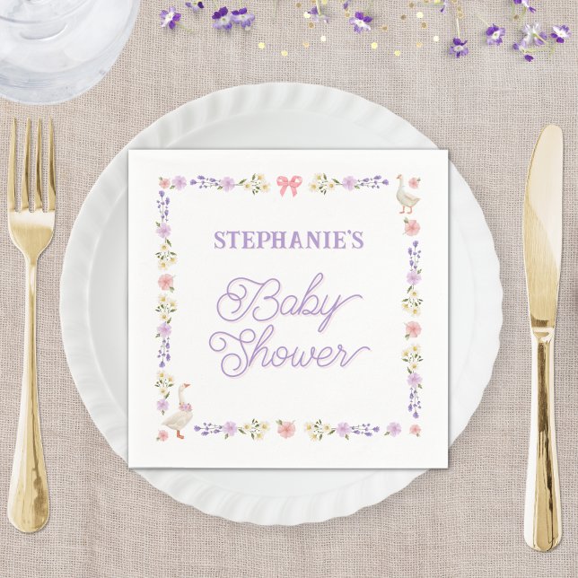Baby Shower Wildflowers Geese Personalised Napkin (Creator Uploaded)
