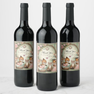 Baby Shower Wine Bottle Thank you  Label Set
