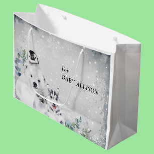 Baby Shower winter Snow Christmas Arctic Animal  Large Gift Bag