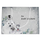Baby Shower winter Snow Christmas Arctic Animal  Large Gift Bag (Front)
