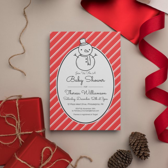 BABY SHOWER | Winter Snowman Candy Cane Invitation (Creator Uploaded)