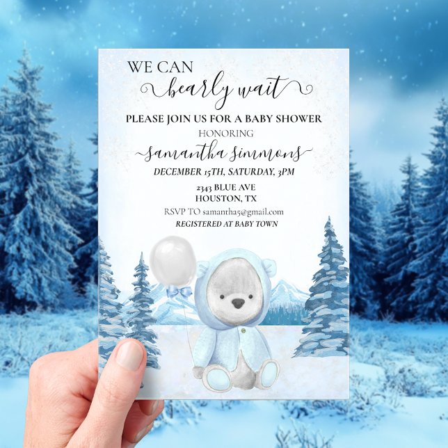 Baby shower Winter Teddy Bear  Acrylic Invitations (Creator Uploaded)