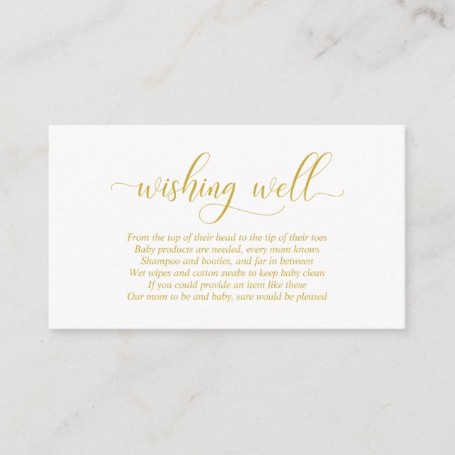 Baby Shower, Wishing Well, Modern Gold Script Enclosure Card (Front)