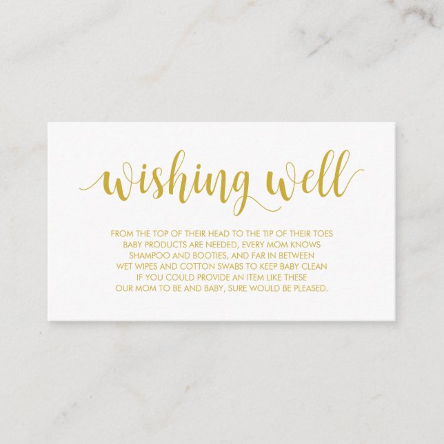 Baby Shower, Wishing Well, Modern Rustic Gold Enclosure Card (Front)