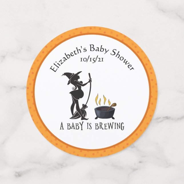 Baby Shower Witch Brewing Halloween October Confetti (Medium Front)