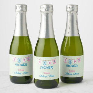 Baby Shower with Baby Clothes Personalised Sparkling Wine Label