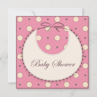 Baby shower with bib pink vintage 3 invitation