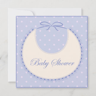 Baby shower with bib vintage blue invitation