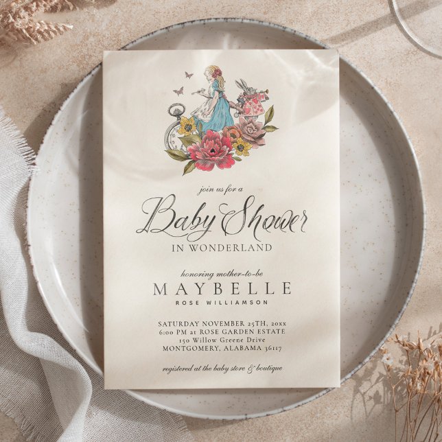 Baby Shower Wonderland Vintage Alice In Wonderland Invitation (Baby Shower Wonderland Vintage Alice In Wonderland Invitation)
