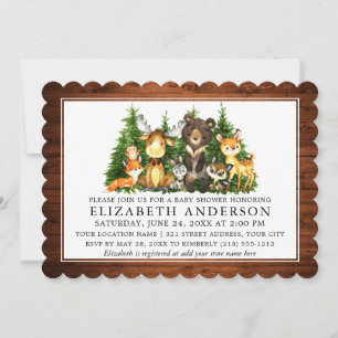 Baby Shower Wood Watercolor Woodland Animals Invitation