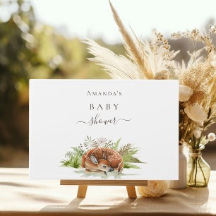 Baby shower woodland animal deer name guest book