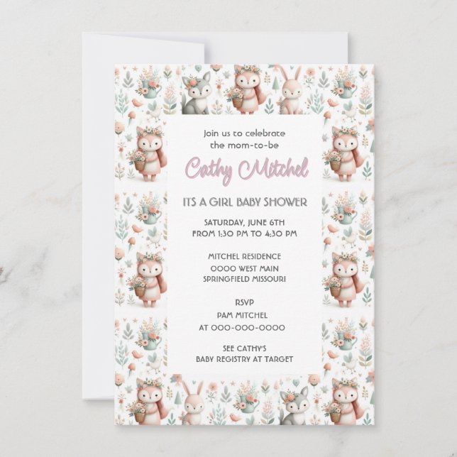 Baby Shower Woodland Animals  Invitation (Front)