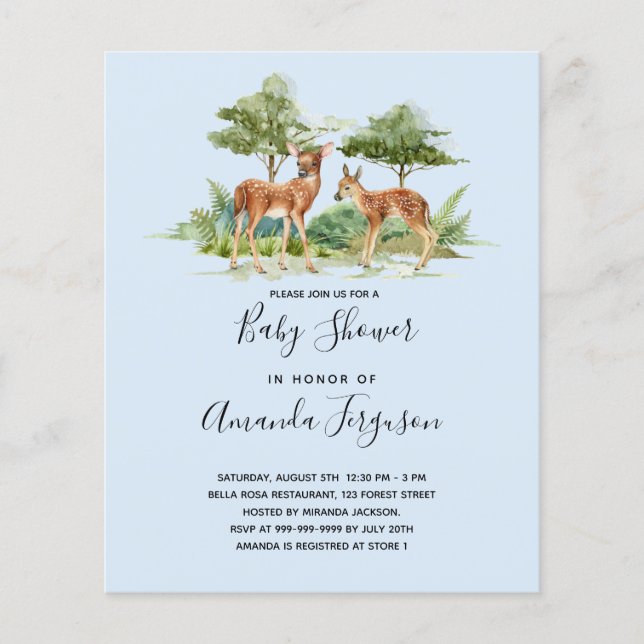 Baby shower woodland forest animals boy invitation (Front)