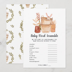 Baby Shower Word Scramble Game Card