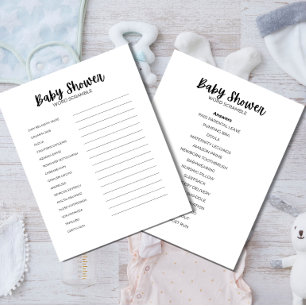 Baby Shower Word Scramble Game Custom Letterhead