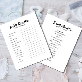 Baby Shower Word Scramble Game Custom Letterhead