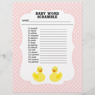 Baby Shower Word Scramble Game Flyer