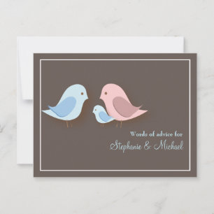Baby Shower Words of Advice Card Lovebird Family