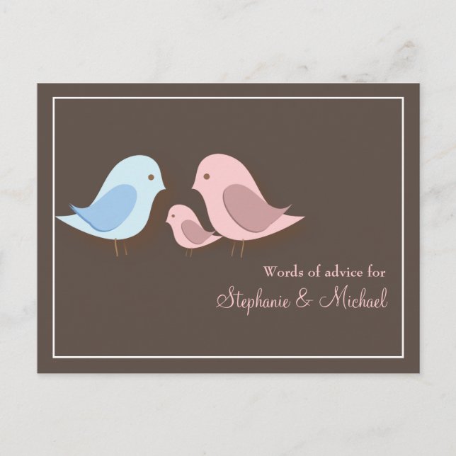 Baby Shower Words of Advice Card Lovebird Family (Front)
