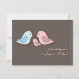 Baby Shower Words of Advice Card Lovebird Family