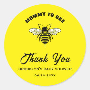 Baby Shower Yellow Black Mummy To Bee Cool Stylish Classic Round Sticker