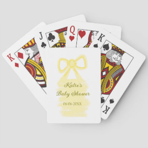 Baby shower yellow bow watercolor elegant modern playing cards