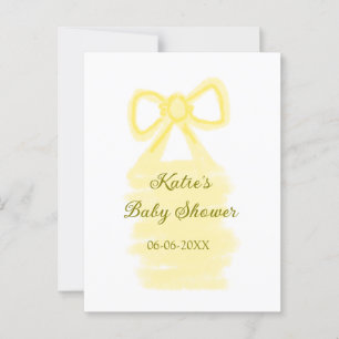 Baby shower yellow bow watercolor elegant modern  postcard