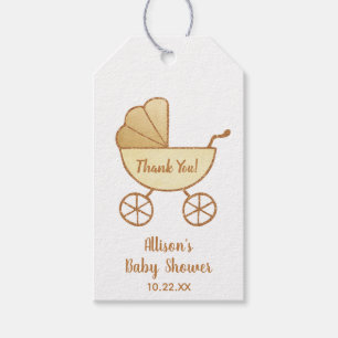 Baby Shower Yellow Carriage Thank You Gift Tags