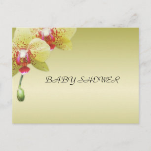 baby shower, yellow orchid flowers invitations. invitation postcard