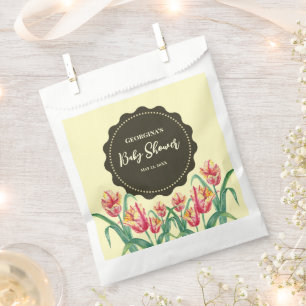 Baby Shower Yellow Parrot Tulips Flower Floral Favour Bags