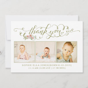 Baby Sip & See Thank You Birth Announcement