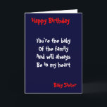 Baby sister Birthday Card<br><div class="desc">Birthday cards with dedication to  baby sister</div>