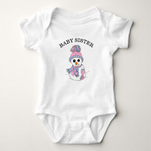 Baby Sister Snowman Cute Whimsical Christmas Baby Bodysuit