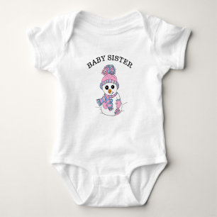 Baby Sister Snowman Cute Whimsical Christmas Bodysuit