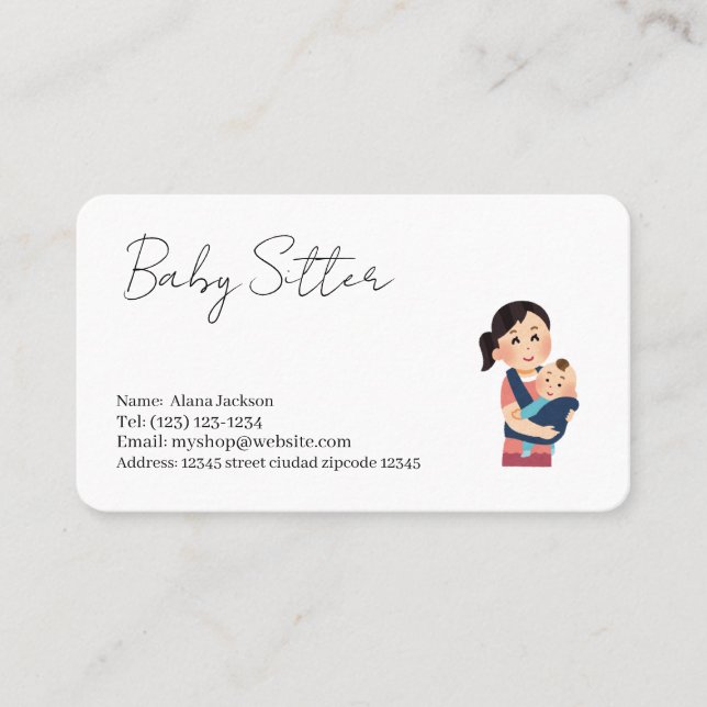  baby sitter services  business card (Front)