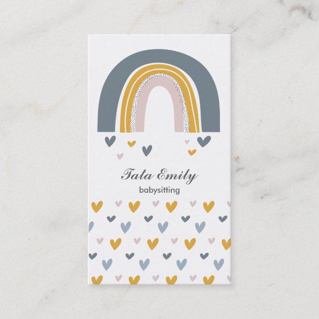 Baby sitting Baby Boutique Nursery service rainbow Business Card (Front)
