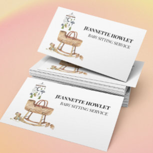 Baby Sitting Nursery Boho Crib Infant  Business Card