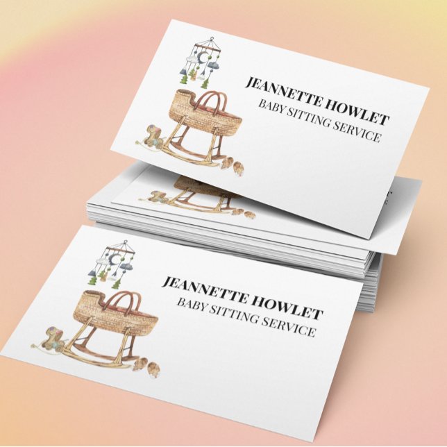 Baby Sitting Nursery Boho Crib Infant  Business Card (Creator Uploaded)