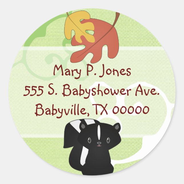 Baby Skunk Address Label Stickers (Front)