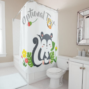 Baby Skunk, Butterfly & Flowers Shower Curtain
