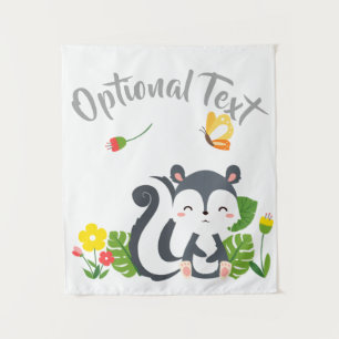 Baby Skunk, Butterfly & Flowers Tapestry