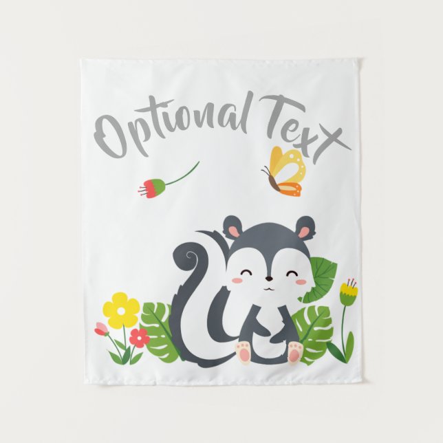 Baby Skunk, Butterfly & Flowers Tapestry (Front)