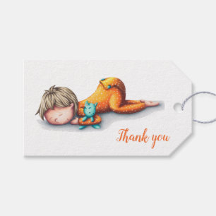 Baby Sleeping in Yellow Pyjamas Baby Shower Gift Tags