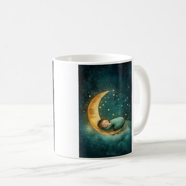 Baby Sleeping on the Moon Coffee Mug (Front Right)