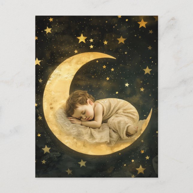 Baby Sleeping on the Moon Postcard (Front)