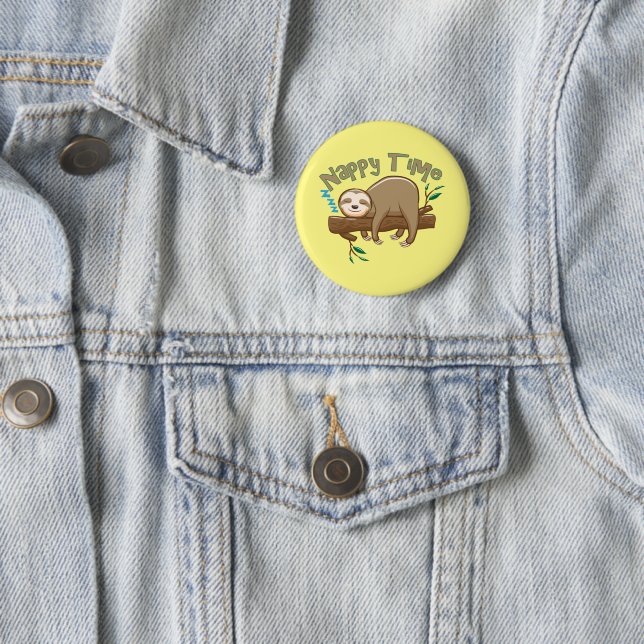  Baby Sloth 6 Cm Round Badge (In Situ)